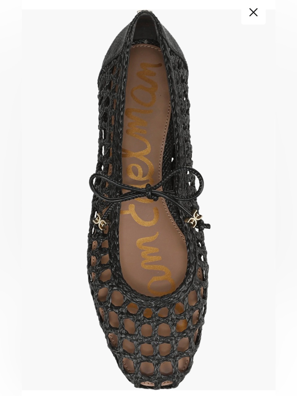 Sam Edelman Flats Ballet Marcie Raffia Bow Tie in Black Size 7
